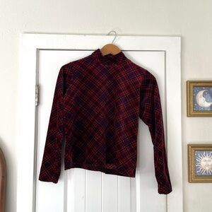 Vintage Christie Brooks Argyle Velvet Mock Turtle Neck fits women's S, kids XL